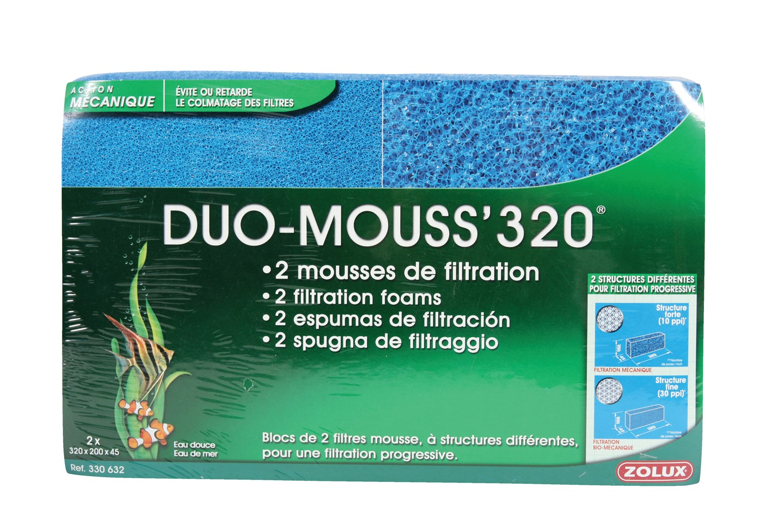 2 Mousses de Filtration Duo Mouss 320 - ZOLUX