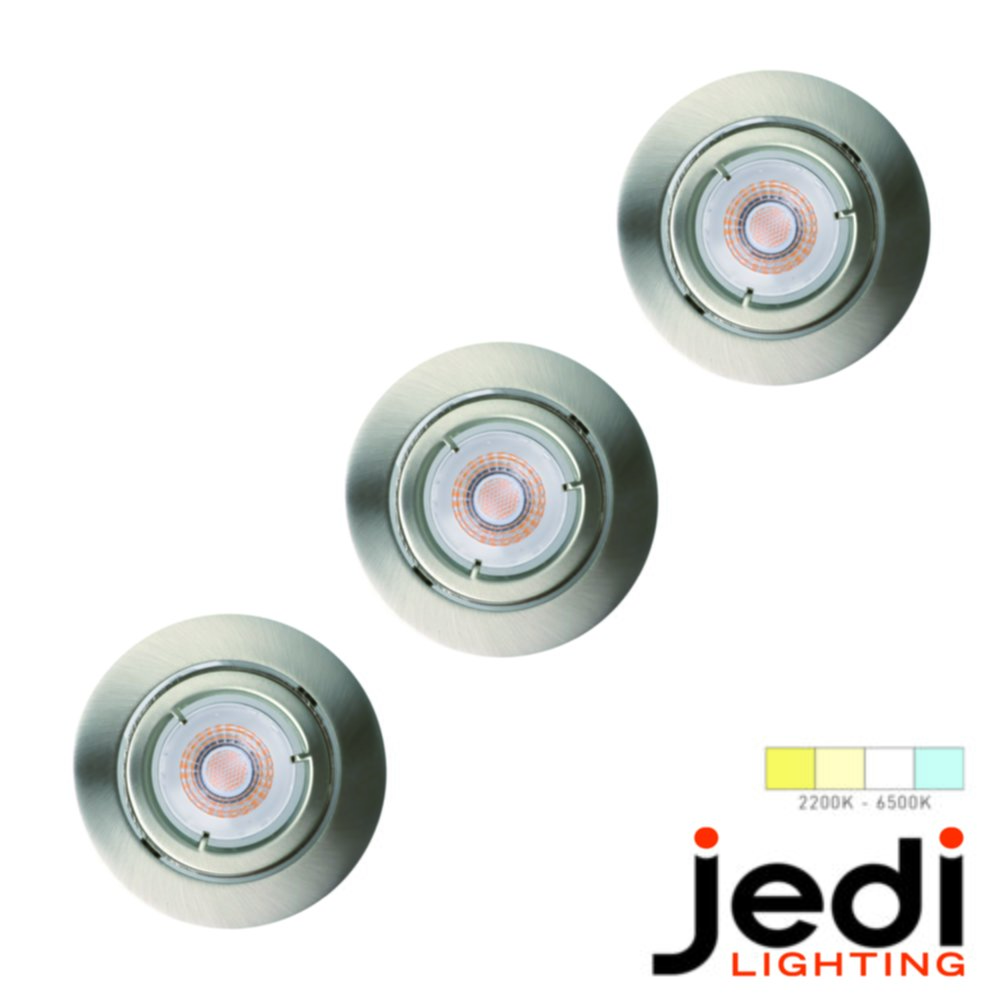 3 Spots Encastrés Orientables Jedi Twistlock Acier Métal Blanc Chaud Ø9cm