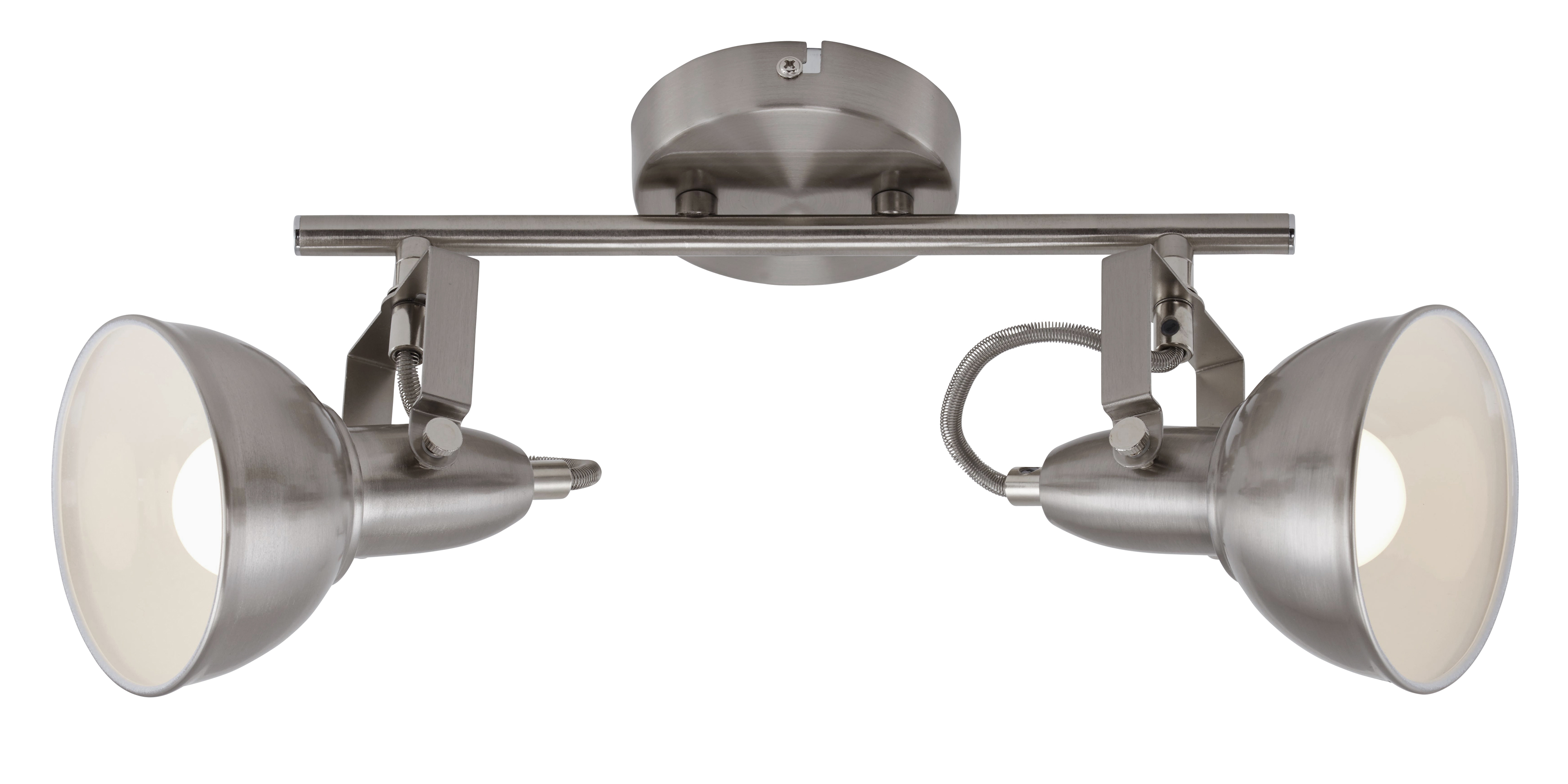 Plafonnier 2 spots rotatif métal satin-blanc