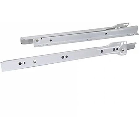 2 coulisses tiroir à galets acier époxy blanc L12,5xH35xP550mm - CIME