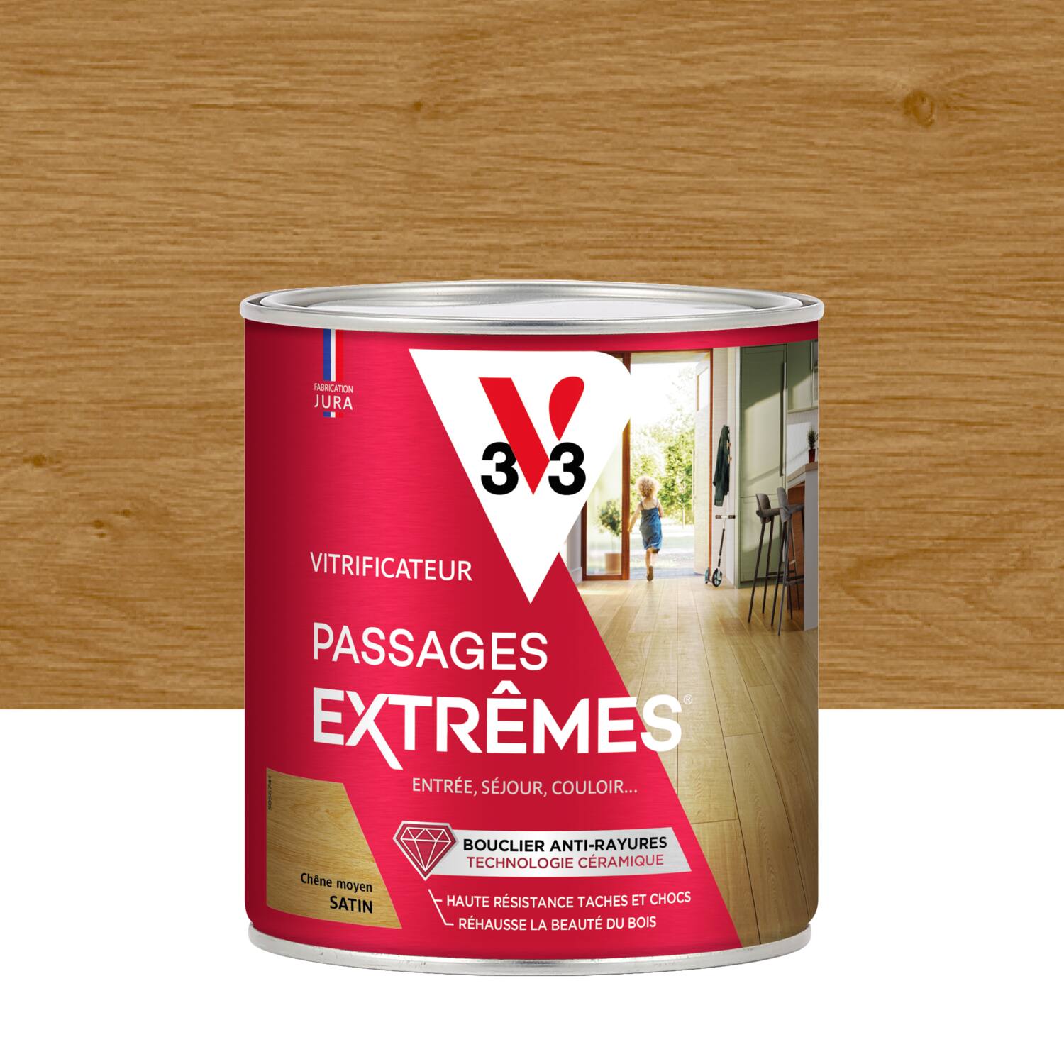 Vitrificateur passages extrêmes aspect mat chêne moyen satiné 0,75L - V33