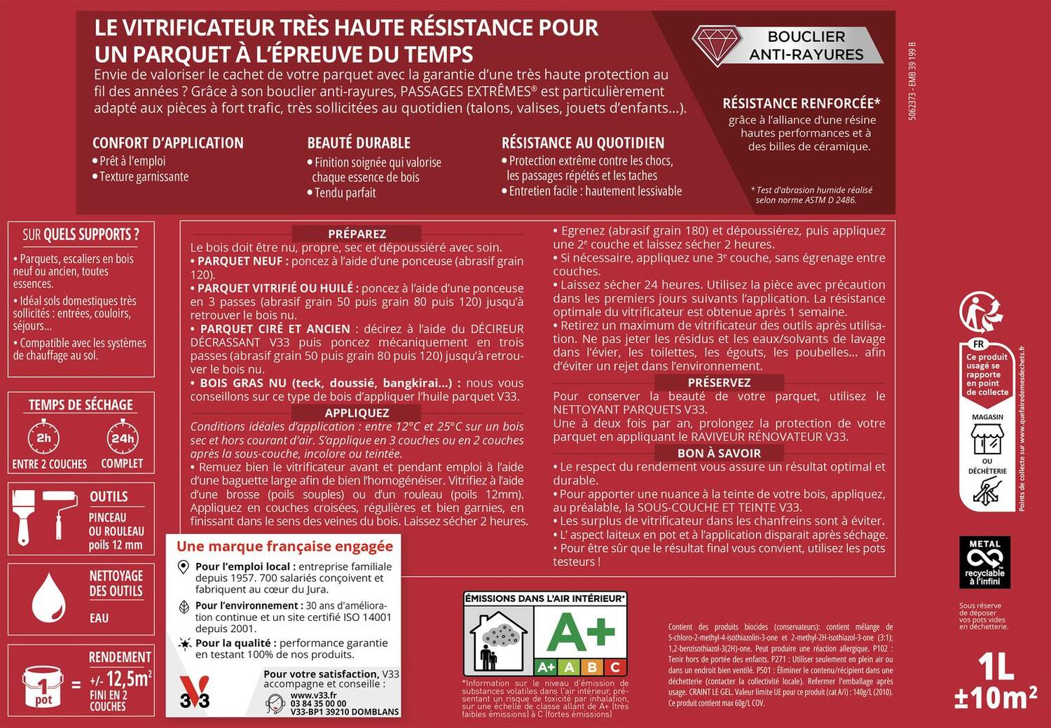 Vitrificateur passages extrêmes aspect incolore satiné 0,75 L - V33