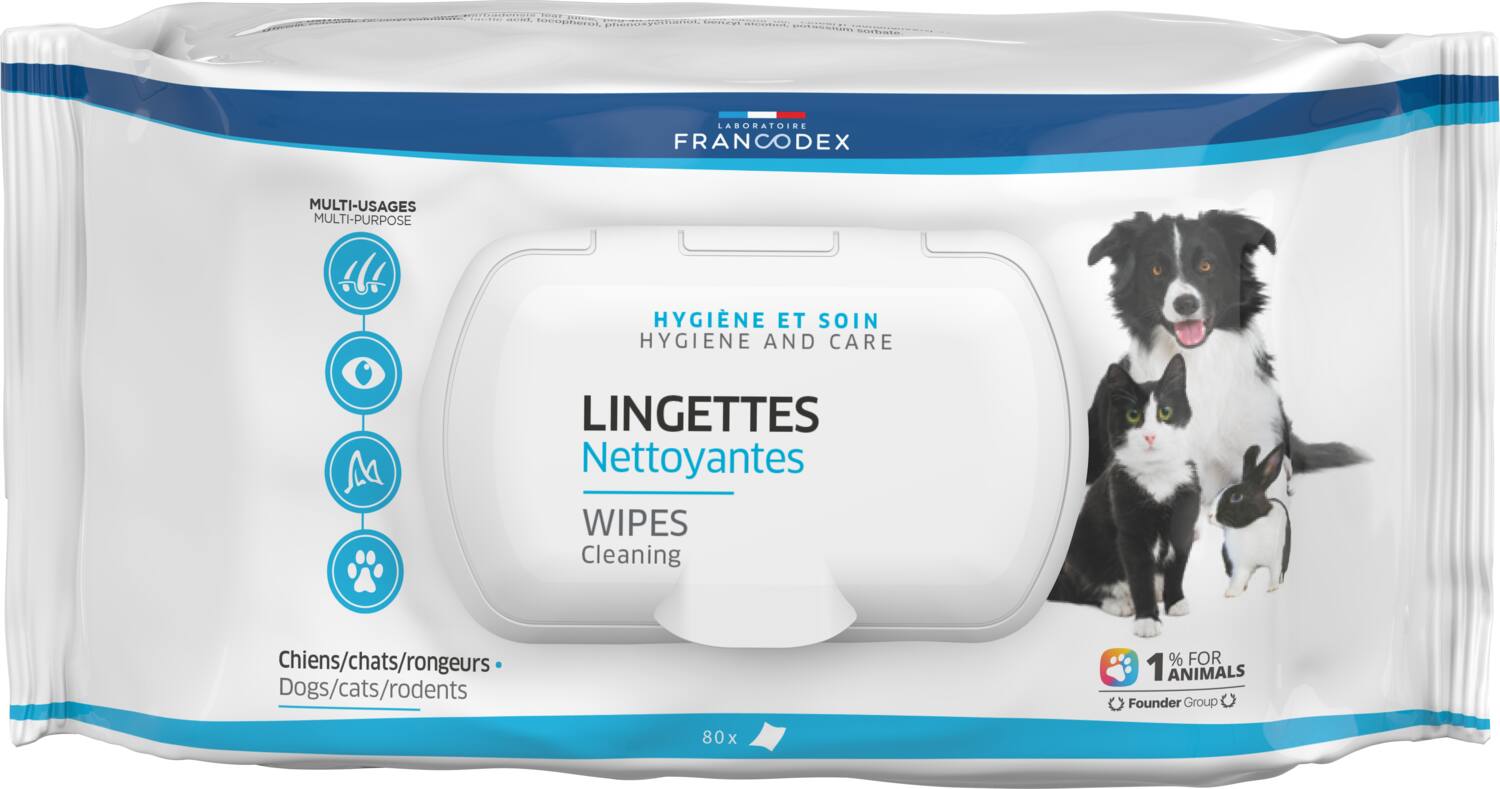 Lingettes nettoyantes chien chat x100