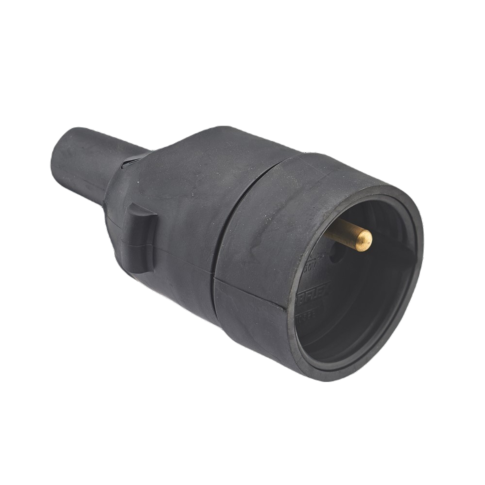 Fiche Femme Caoutchouc 2P+T 16A Sortie Droite Noir - DEBFLEX