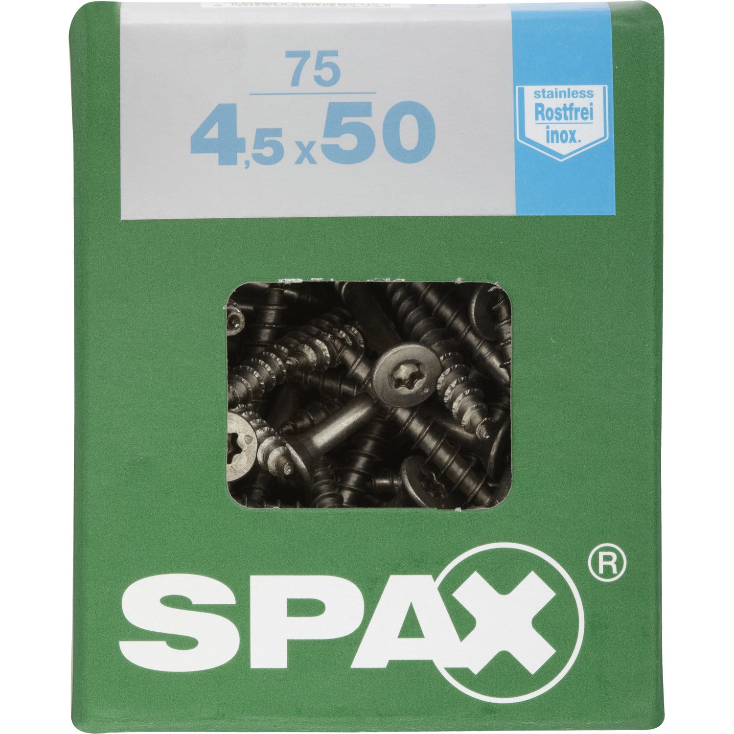 75 vis 4,5x50 tête fraisée empreinte t-star+ T20 inoxA2 SPAX