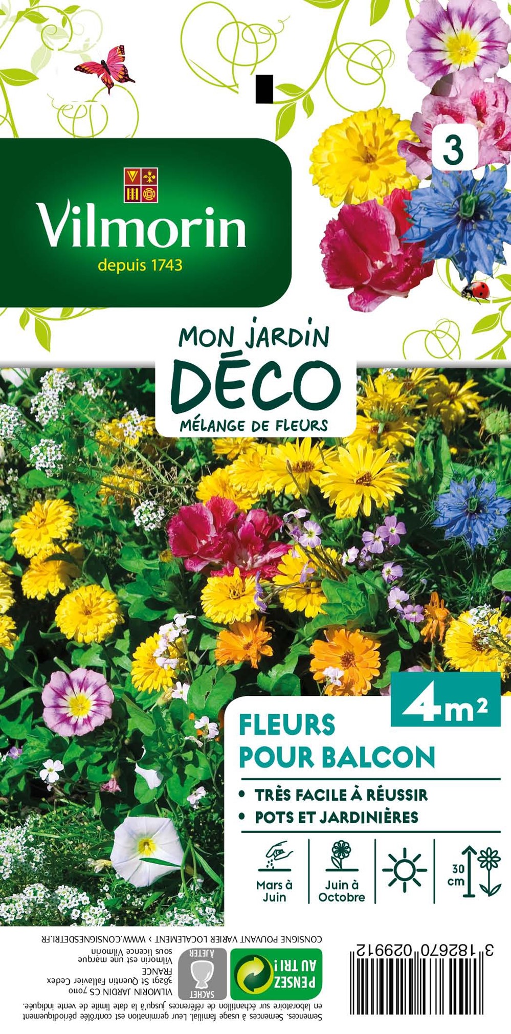 Graines Mélange Fleurs Annuelles Balcons 4m² - VILMORIN
