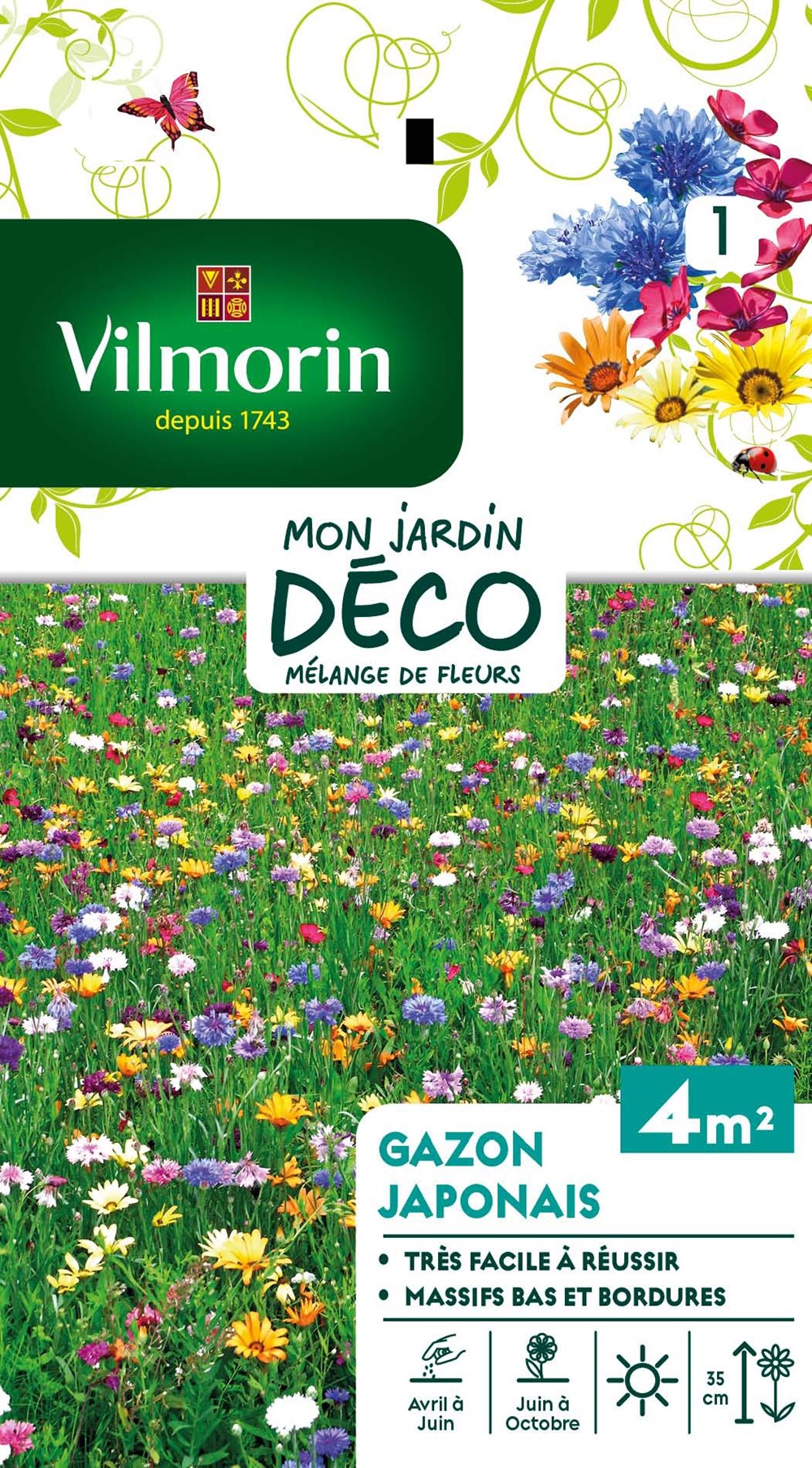 Graines Mélange de Fleurs Gazon Japonais 4m² - VILMORIN