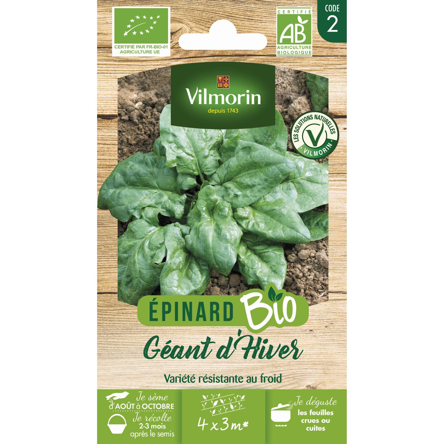 Graines Epinard Géant d'Hiver Bio - VILMORIN