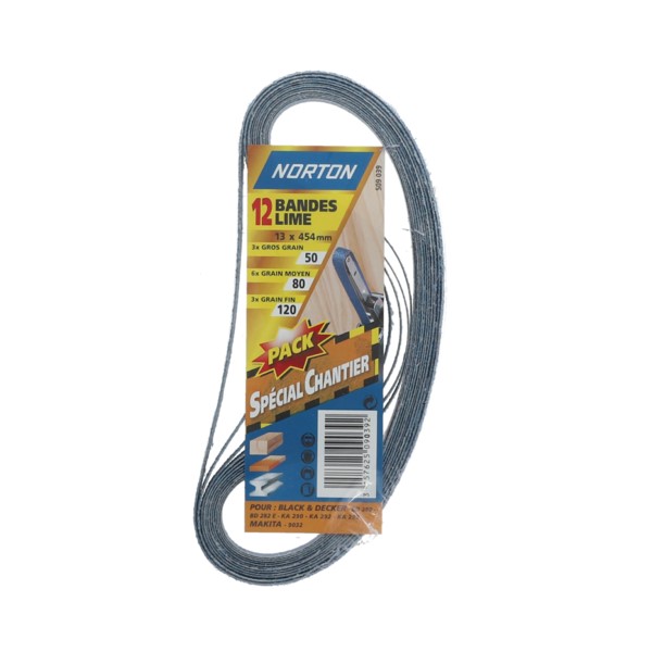 12 bandes pour lime électrique Grains assortis 13x454mm - NORTON