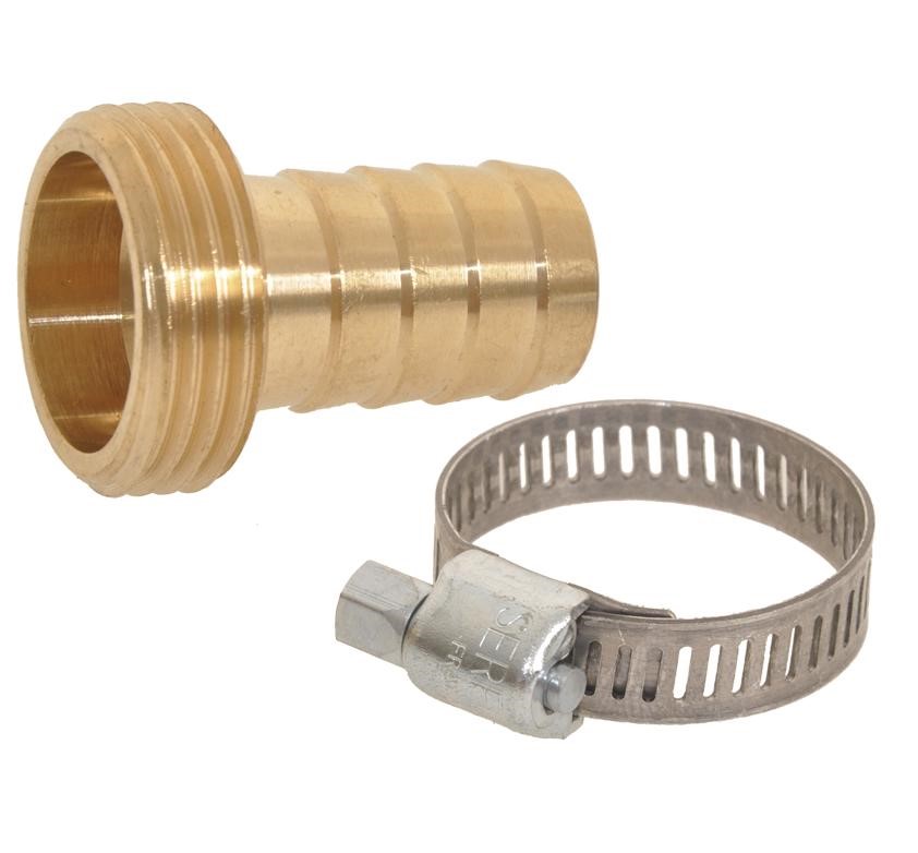 Raccord laiton traditionnel 1 pièce d19 fileté 20*27 + 1 collier - TECHNO