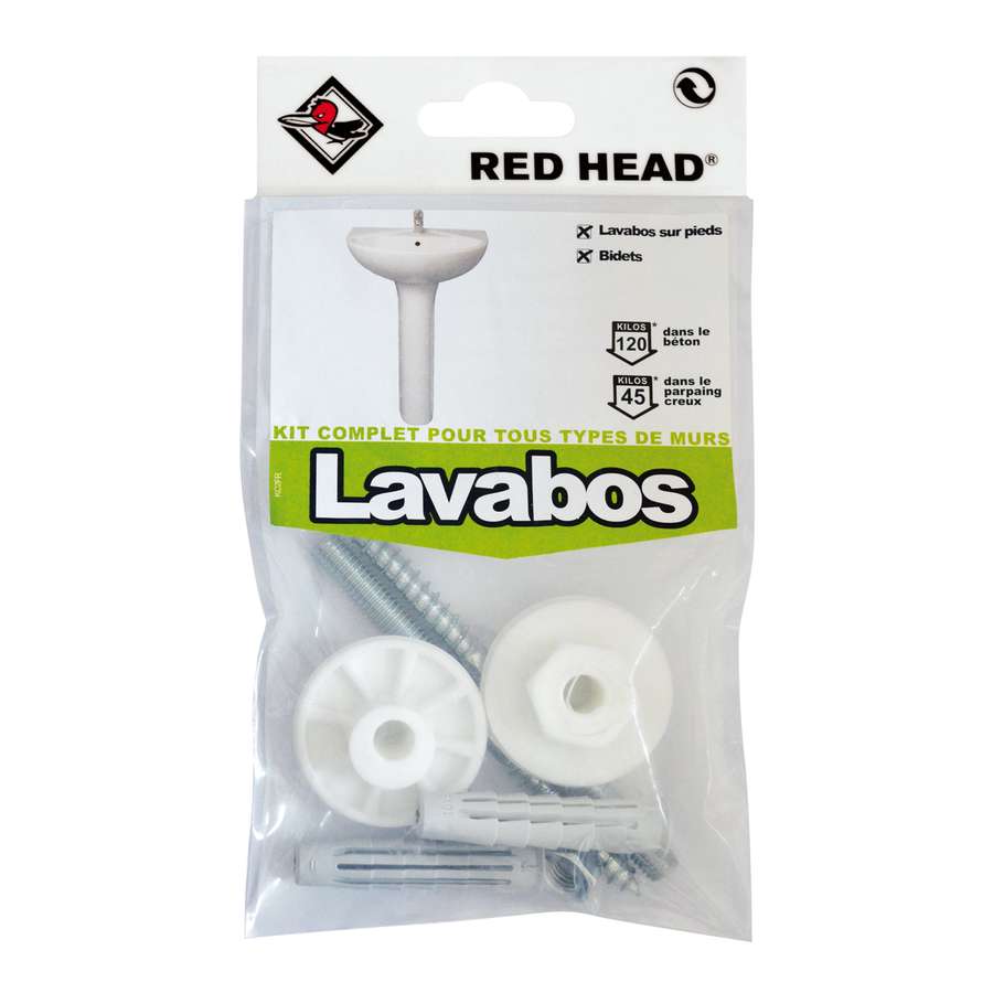 Chevilles Corner Kit Lavabo - RED HEAD 