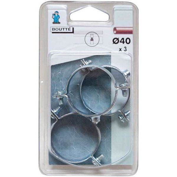 3 colliers fixation métal simple Ø40 1032784 - BOUTTE