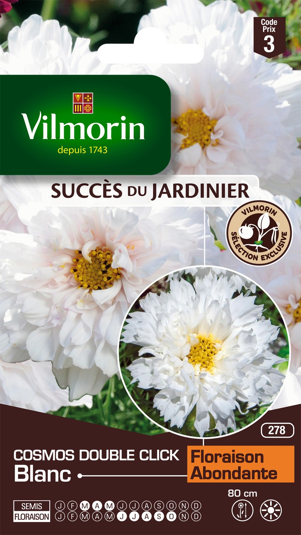 Graines Cosmos Double Click Blanc - VILMORIN