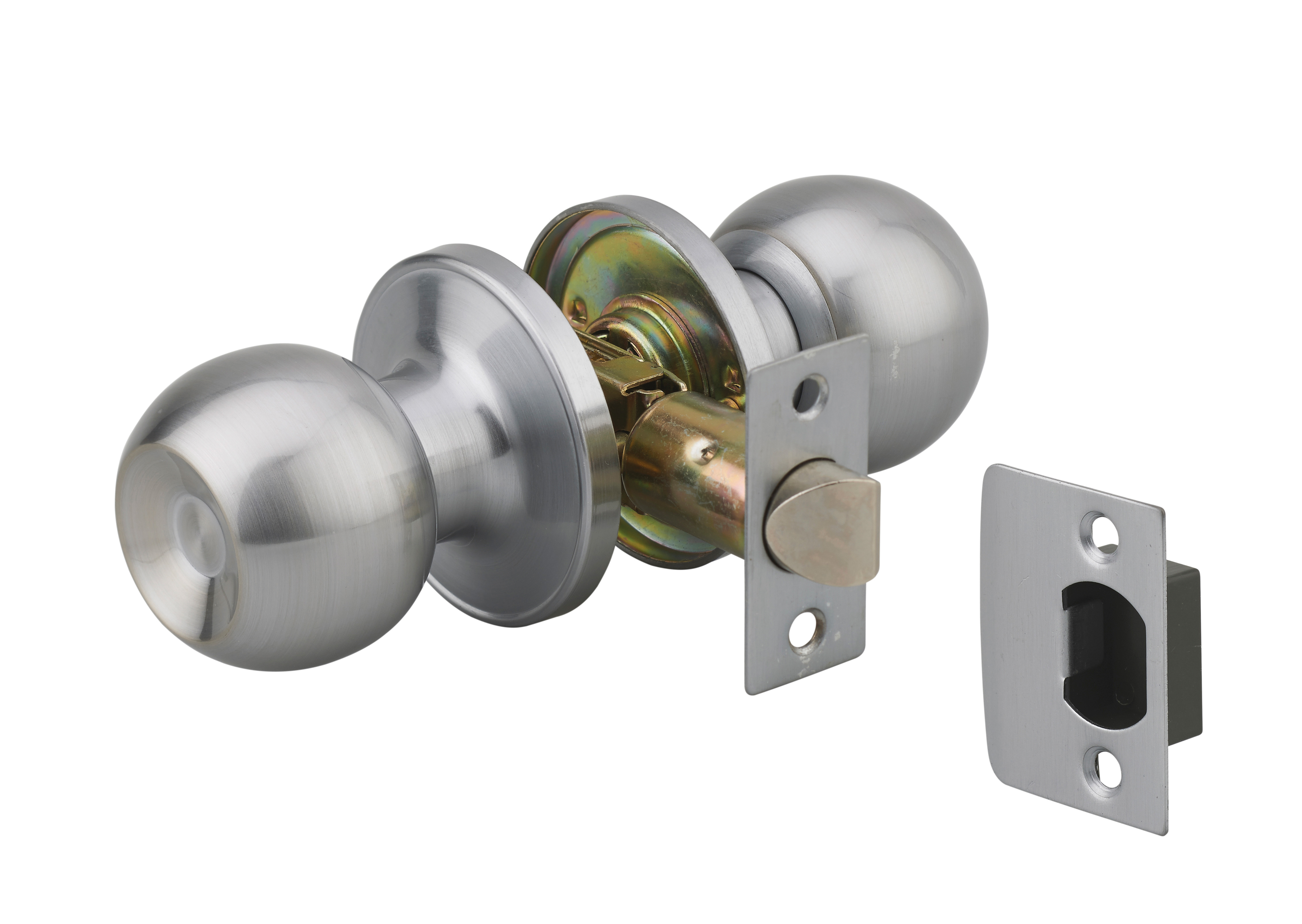 Serrure tubulaire bec de cane chromé mat - axe réglable 60/70mm