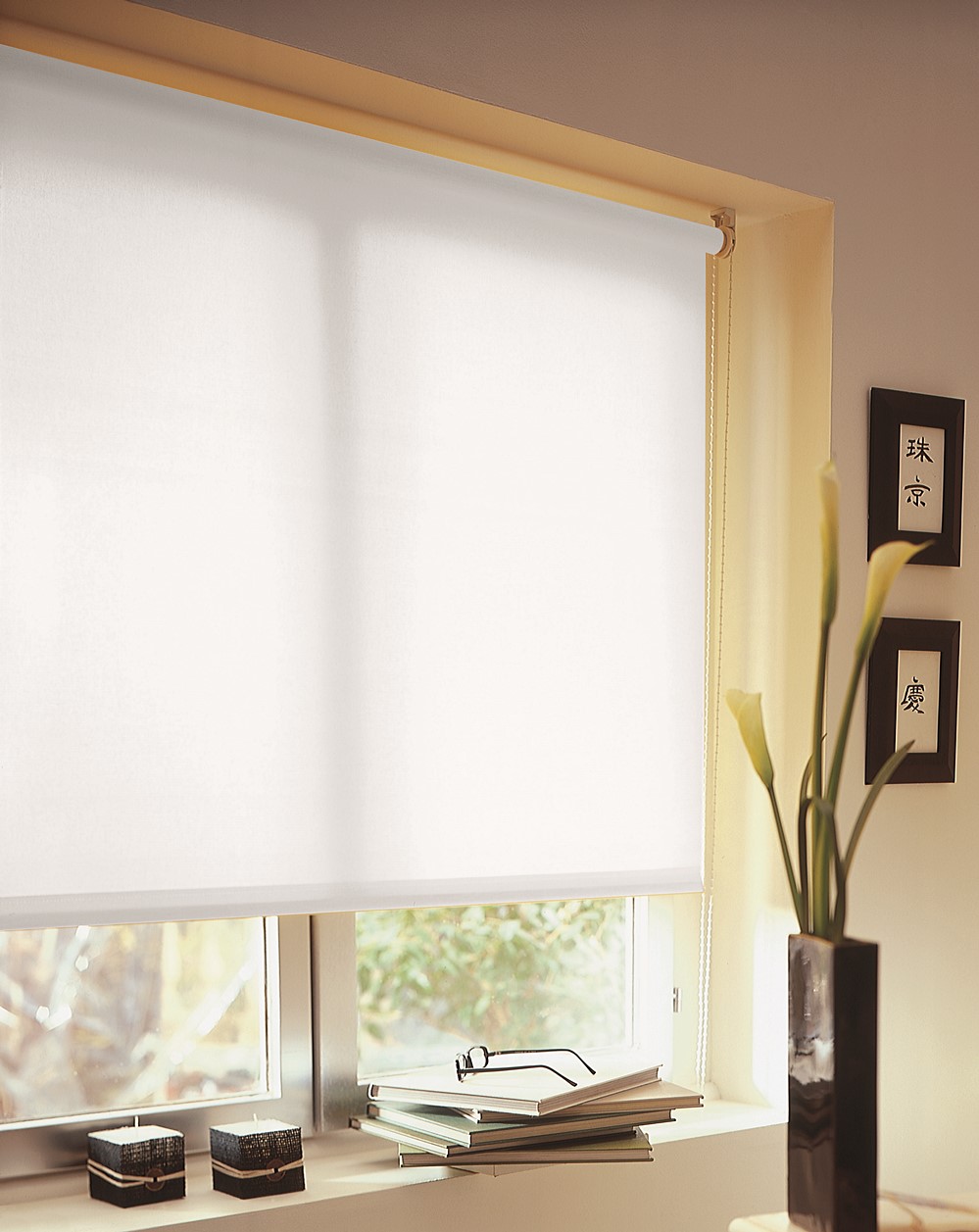 Store enrouleur tamisant blanc 60x160cm - 1ER