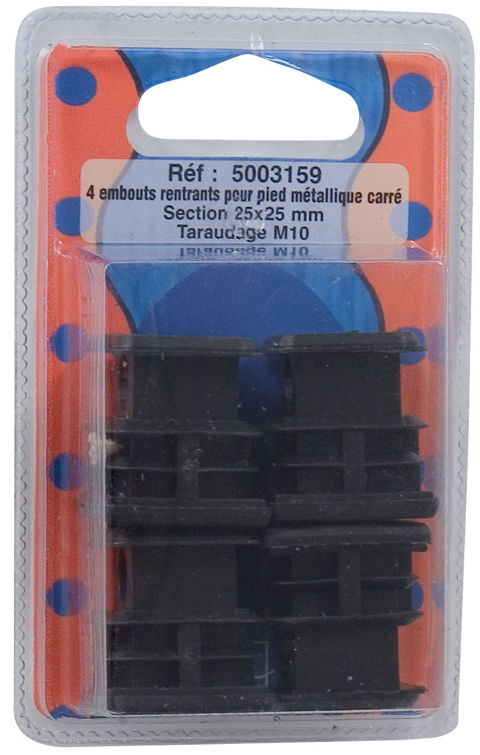 Blister 4 pieces embout carre noir 25x25 - BAR PLUS