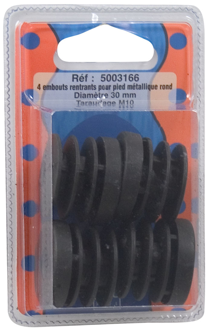 Blister 4 pieces embout rond noir ∅30 - BAR PLUS