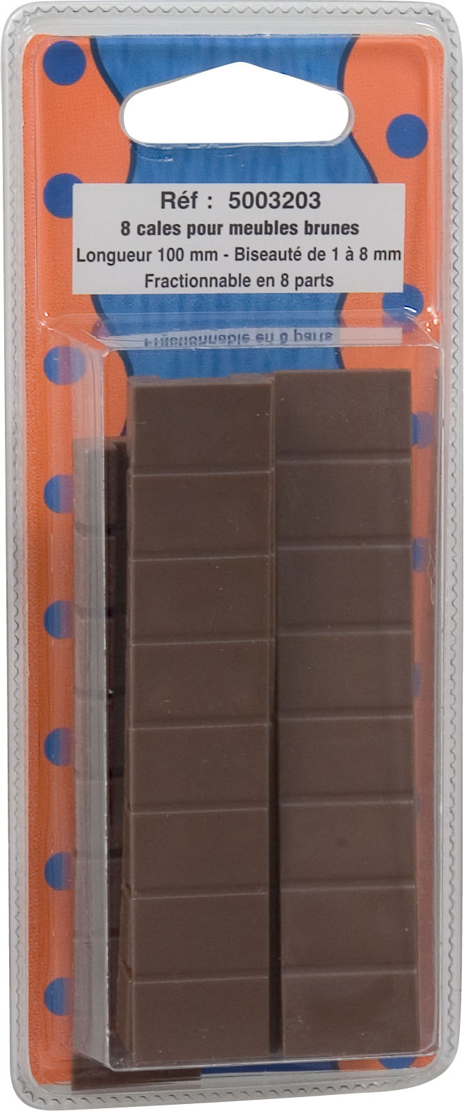 Blister 8 pieces cale pour meuble brun l.100 - BAR PLUS
