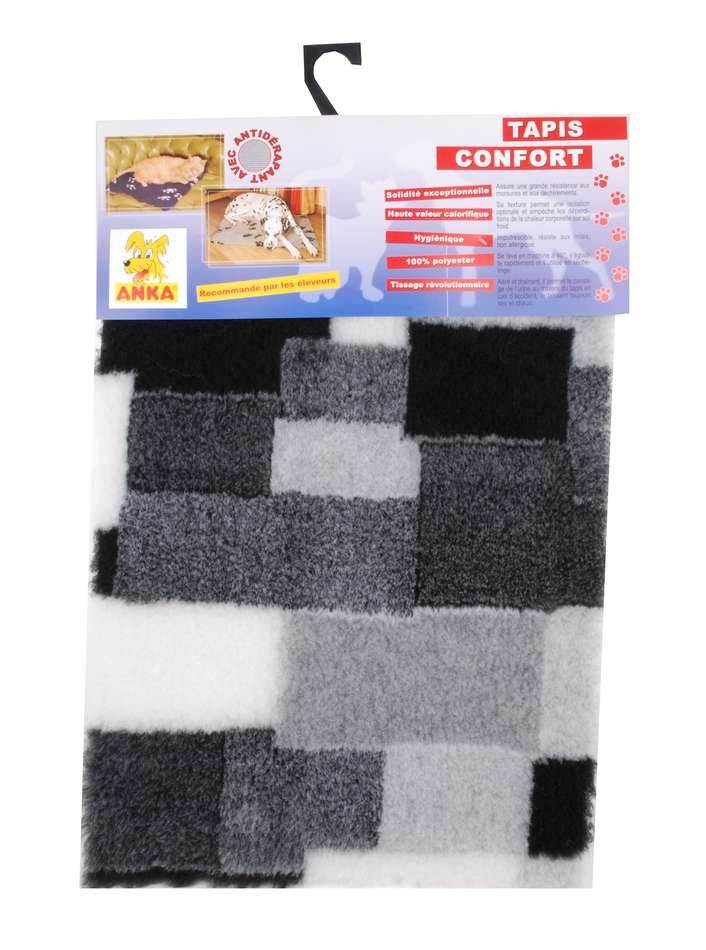 Tapis Chien Confort Patchwork 38x50cm Blanc Noir - ANKA
