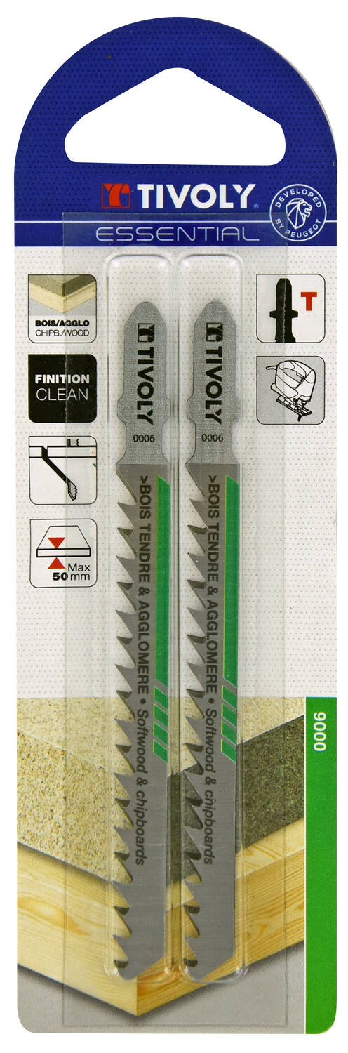 2 lames scie sauteuse T bois tendre/aggloméré EP5-50 - TIVOLY