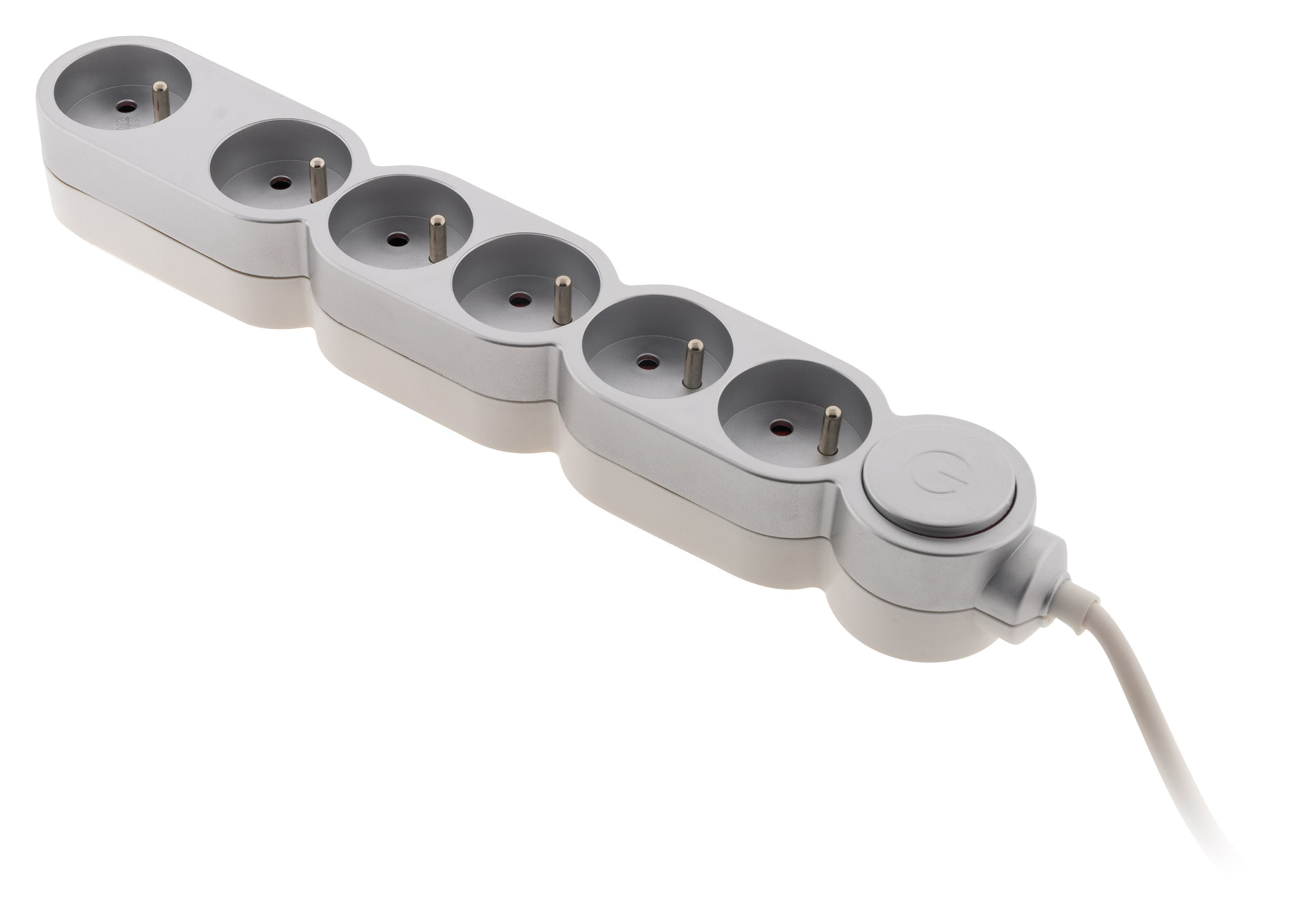 Multiprise 6 prises Home + Fiche Extraplate Argent - INOTECH