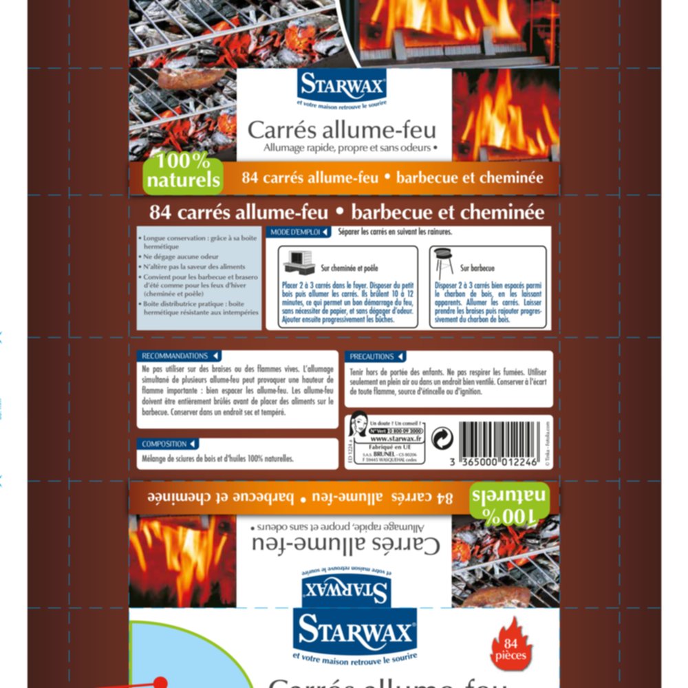 Carrés allume-feu 100% naturels - STARWAX