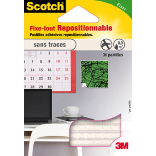 36 pastilles fixe tout repositionnable surfaces lisses blanc - SCOTCH™