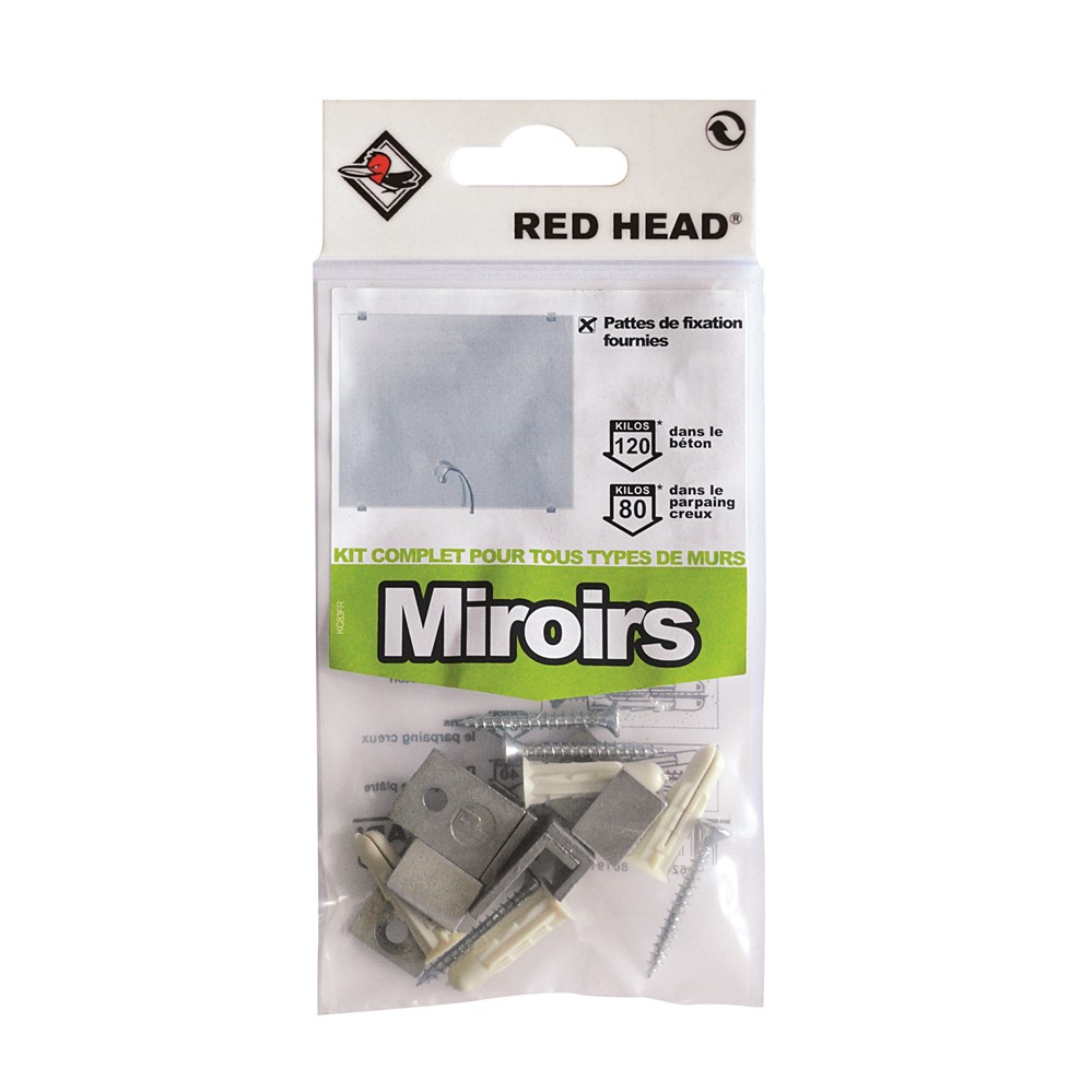 Kit Patte miroir alu en U universel - RED HEAD