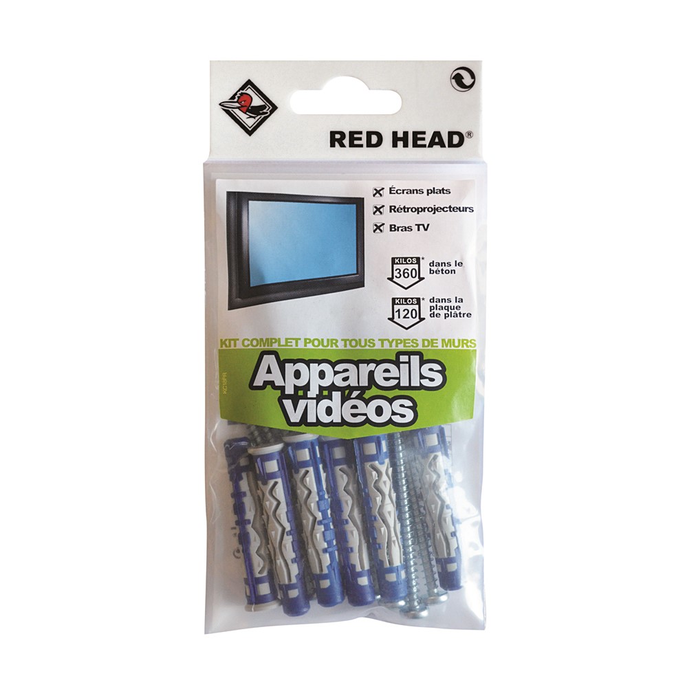 Kit appareils vidéo MX Ø8 + vis Ø4.5x60mm - RED HEAD 
