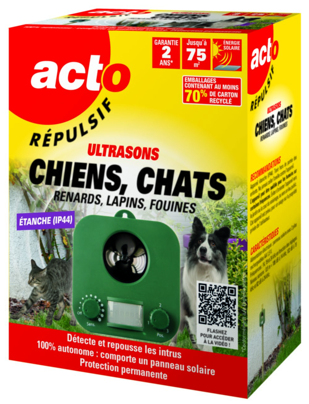 Répulsif Ultrasons Chiens Chats Renards Lapins Fouines Solaire - RETRO