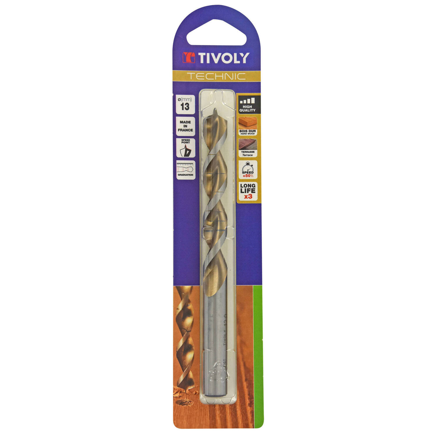 Foret bois 3 pointes Technic Ø13 mm -TIVOLY