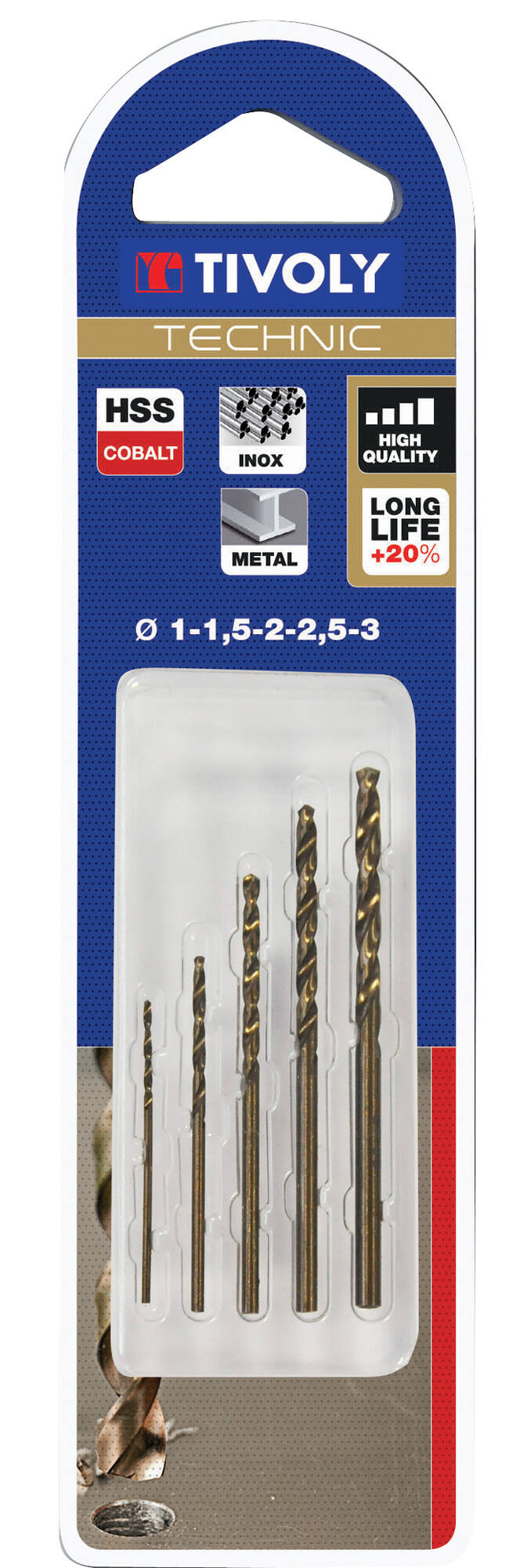 Coffret 5 forets métaux Technic Ø1-1,5-2-2,5-3 mm - TIVOLY