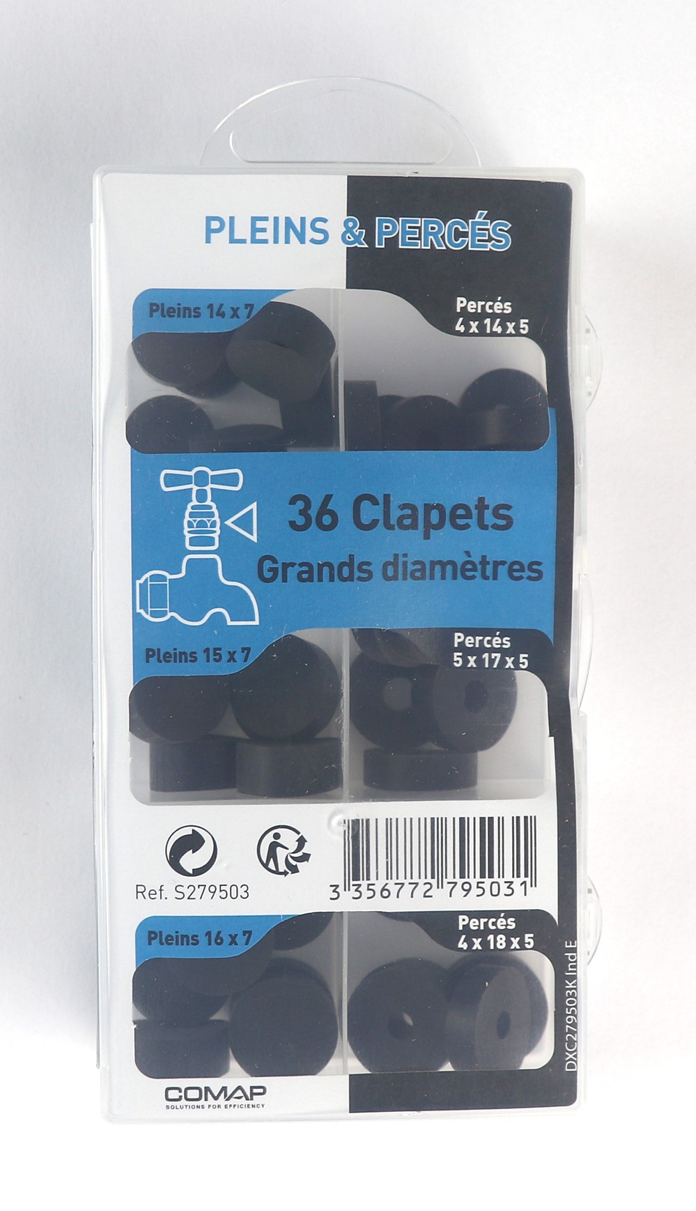 Coffret 36 clapets pleins et percés - COMAP