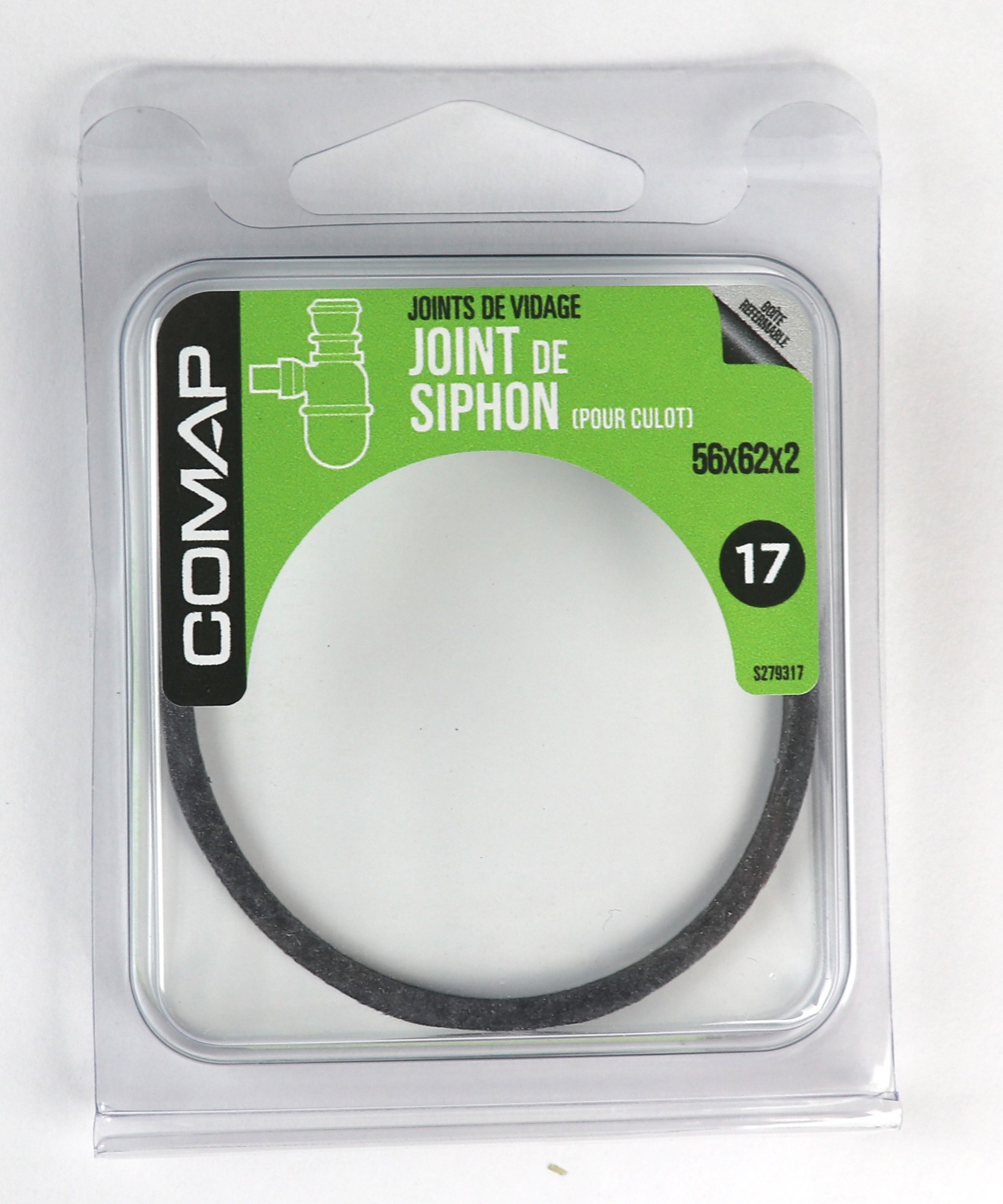 Joint caoutchouc pour culot siphon 56x62x2 - COMAP