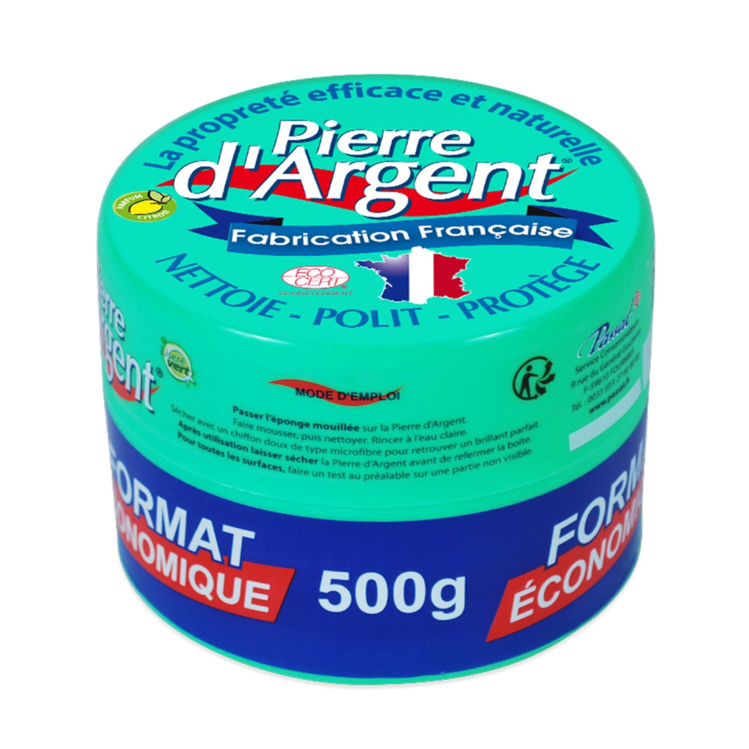 Nettoyant 100% naturel Pierre d'argent format économique 500g - LISERE VERT