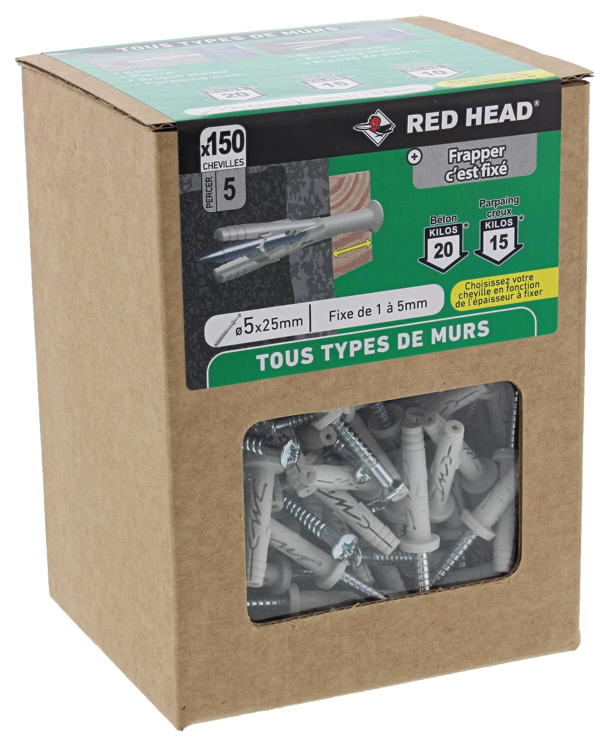 150 Chevilles Frapex M Ø5x25mm TP - RED HEAD