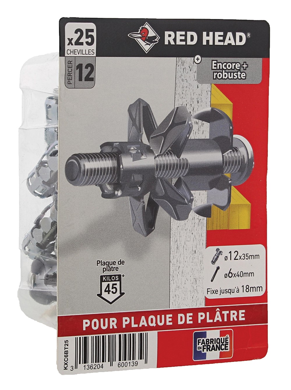 Boite de KLIX Ø6x34mm + vis TR Ø6x40mm RED HEAD 