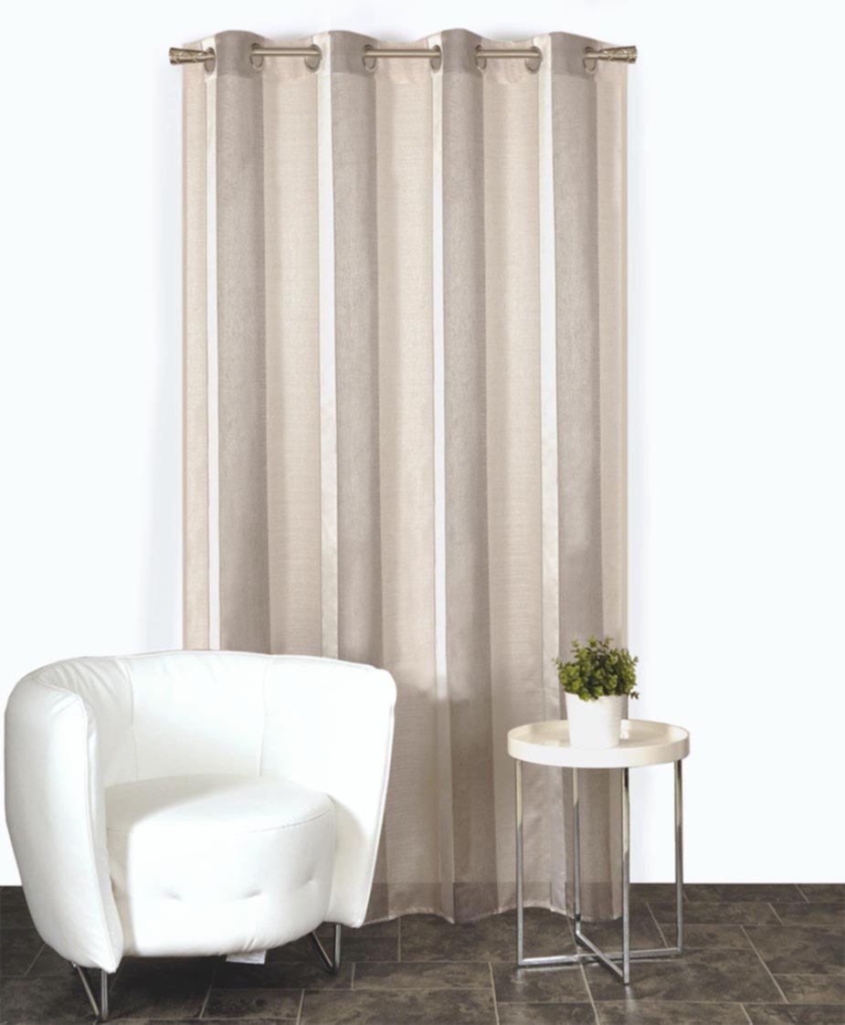 Voilage œillets organza à rayures galet 140x240cm - DYLREV