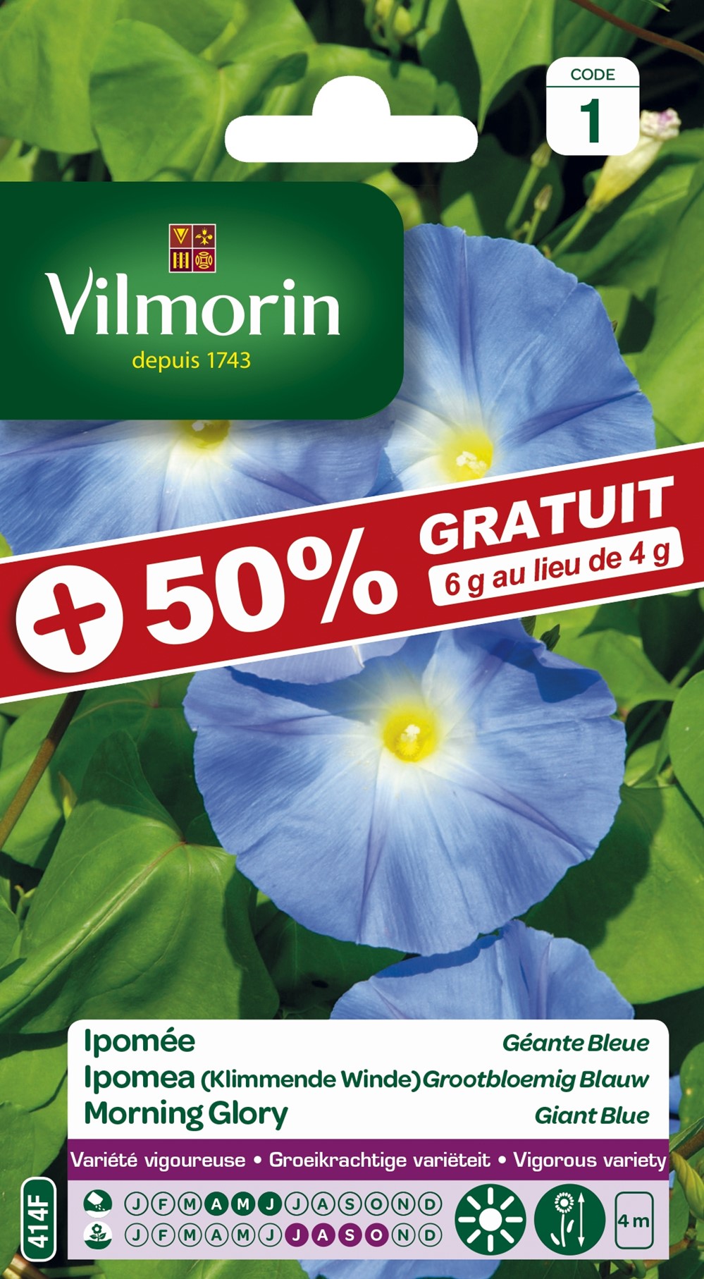 Graines Ipomée Géante Bleue - VILMORIN