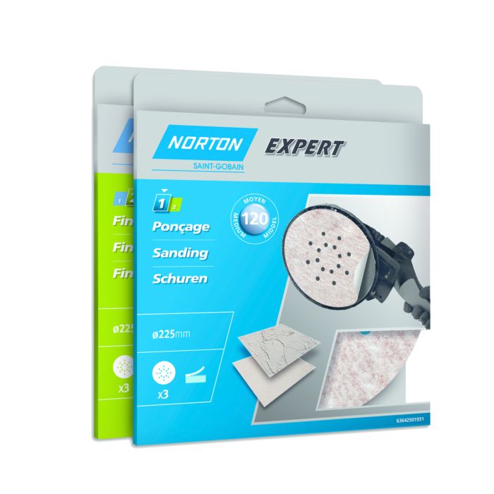 Disques anti-encrassant plâtre et enduits Ø225mm Grain 180 - NORTON