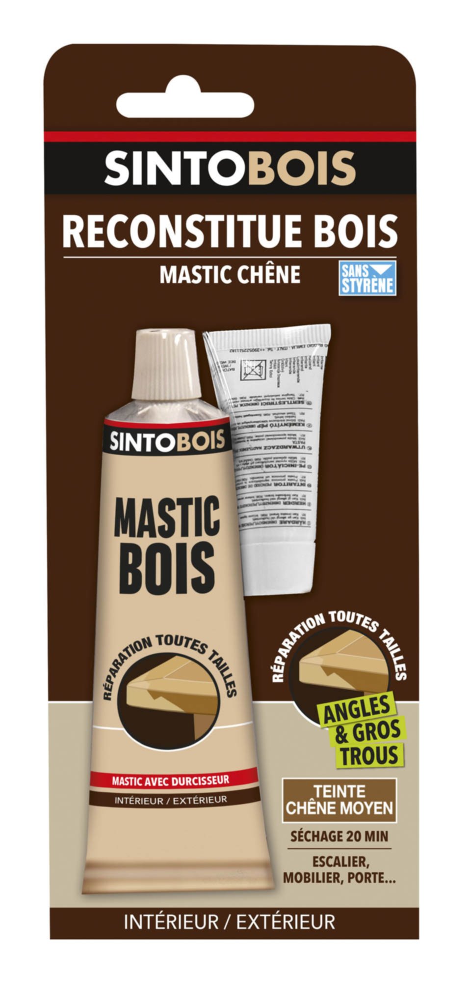 Mastic bois avec durcisseur coloris chêne 66ml - SINTO