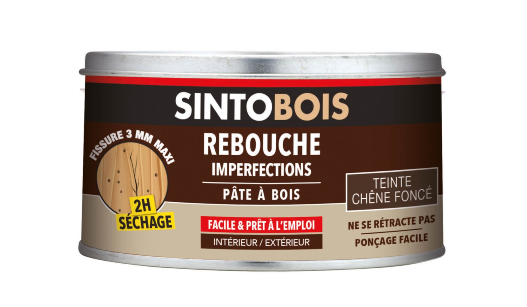 Pâte à bois Rebouche imperfections chêne foncé 170ml - SINTO