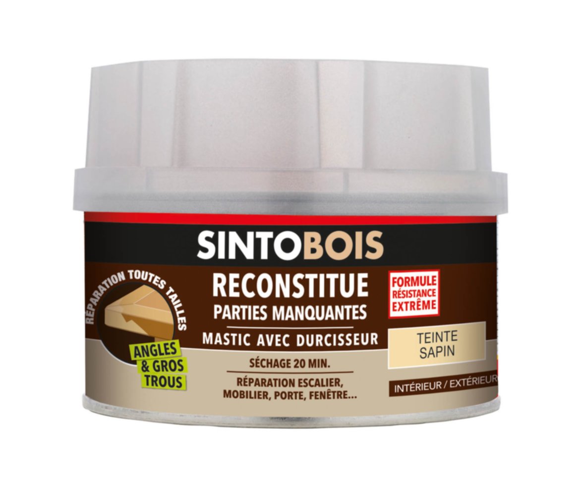 Mastic à bois avec durcisseur angles/gros trous sapin 170ml - SINTO