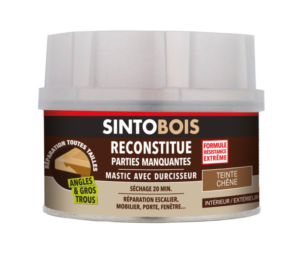 Mastic à bois avec durcisseur angles/gros trous chêne 170ml - SINTO