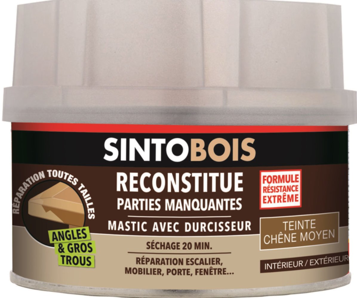 Mastic à bois avec durcisseur angles/gros trous chêne moyen 170ml - SINTO
