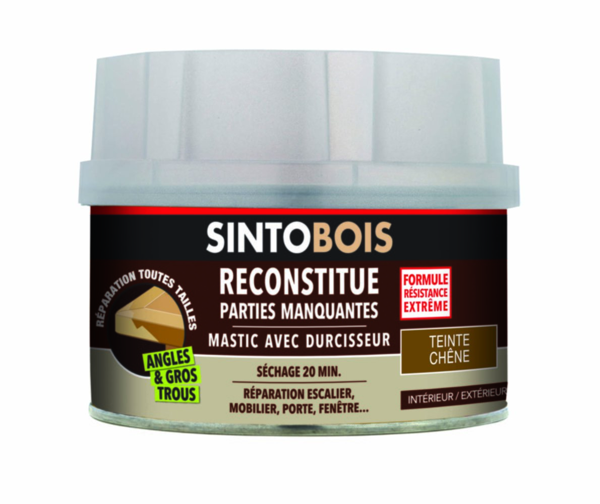 Mastic à bois avec durcisseur angles/gros trous chêne 500ml - SINTO