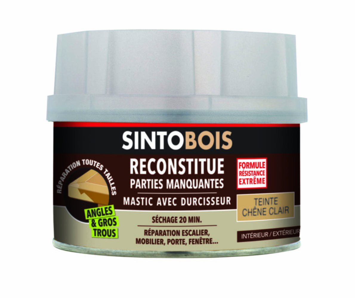 Mastic à bois avec durcisseur angles/gros trous chêne clair - SINTO