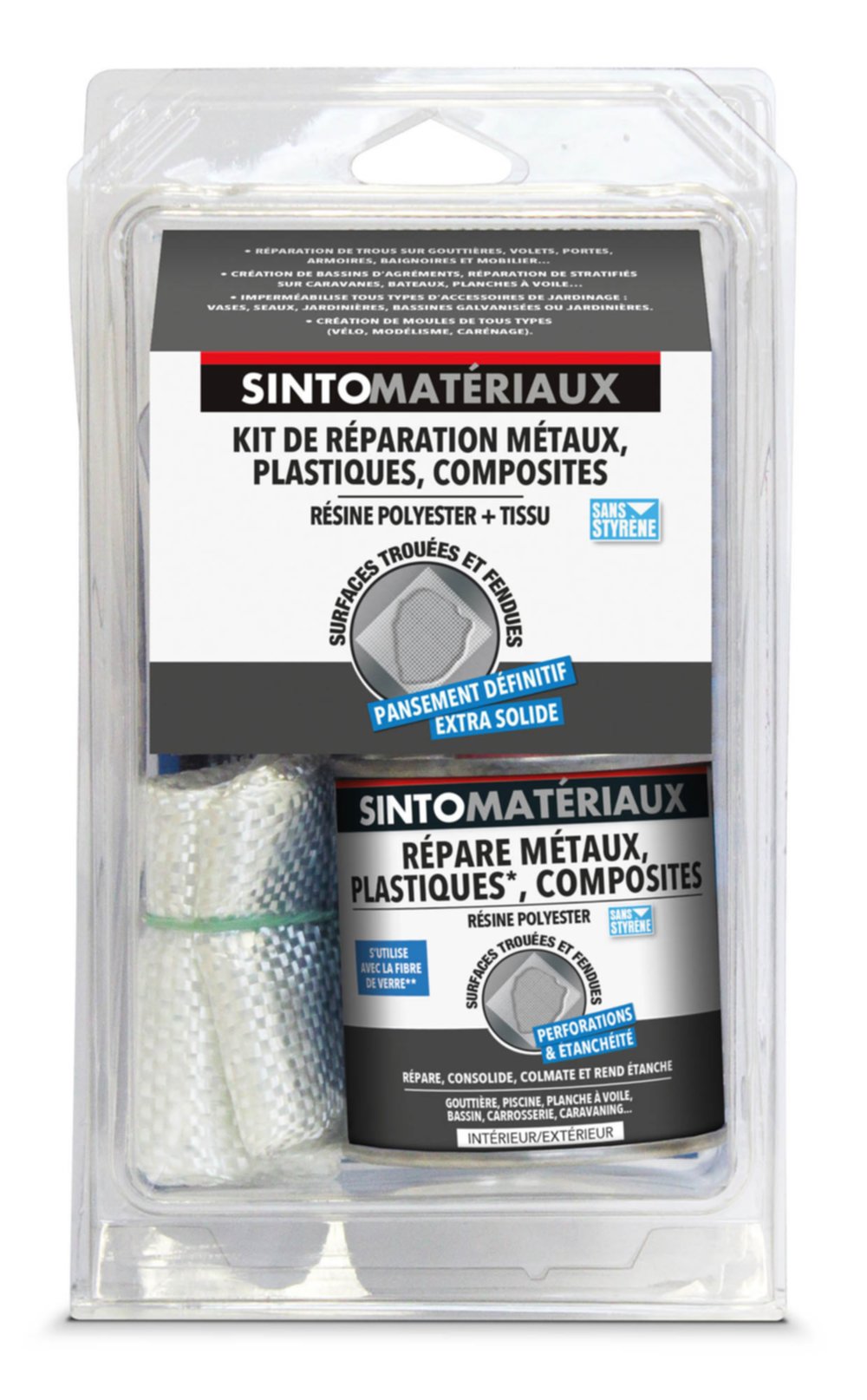 Kit réparation résine 250ml + tissu 1/4m² - SINTO