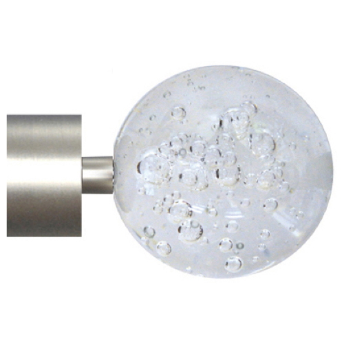 Embout de barre à rideau boule verre avec bulles Ø28 chrome mat - MOBOIS