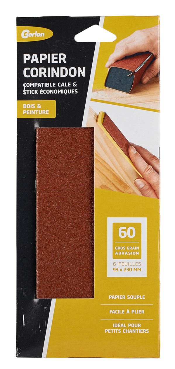 Set de 6 feuilles 93 x 230 mm corindon grain 60 - GERLON